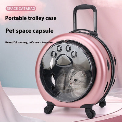 HKM-2645949 Transparent Portable Pet Trolley Bag with Reinforced Design for Cats and Dogs - Multiple Colors Available