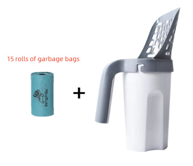HKM-2647485 Large Capacity Portable Cat Litter Scoop with Removable Washable Design and 4 Rolls of Garbage Bags