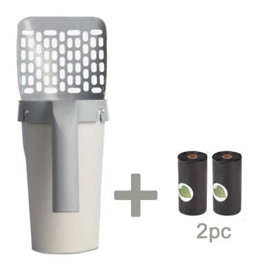 HKM-2647485 Large Capacity Portable Cat Litter Scoop with Removable Washable Design and 4 Rolls of Garbage Bags
