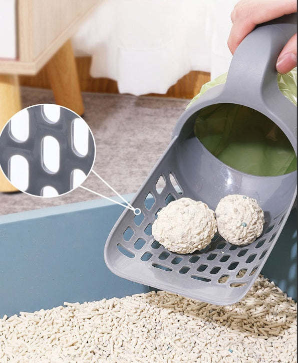 HKM-2647485 Large Capacity Portable Cat Litter Scoop with Removable Washable Design and 4 Rolls of Garbage Bags