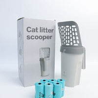 HKM-2647485 Large Capacity Portable Cat Litter Scoop with Removable Washable Design and 4 Rolls of Garbage Bags