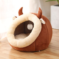 HKM-2647741 Cozy Semi-Enclosed Cat Nest for All Seasons in Various Colors and Sizes