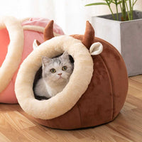 HKM-2647741 Cozy Semi-Enclosed Cat Nest for All Seasons in Various Colors and Sizes
