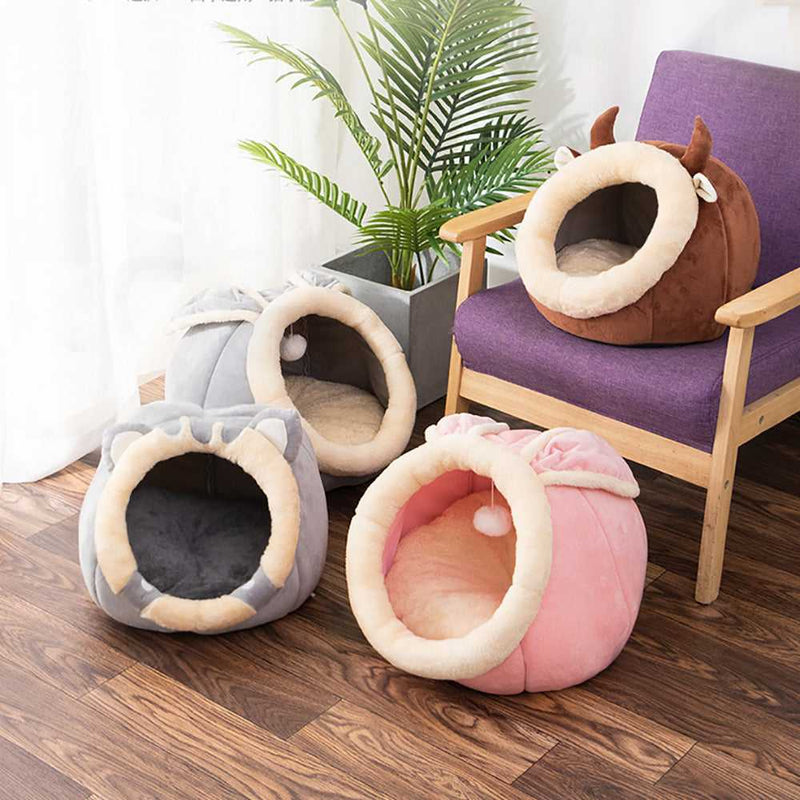 HKM-2647741 Cozy Semi-Enclosed Cat Nest for All Seasons in Various Colors and Sizes
