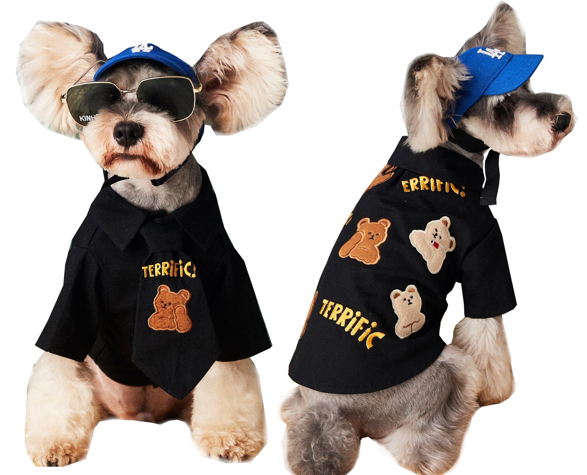 HKM-2647869 Trendy Cotton Shirt and Tie Set for Small to Medium-Sized Dogs