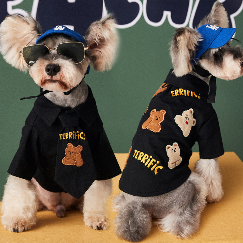 HKM-2647869 Trendy Cotton Shirt and Tie Set for Small to Medium-Sized Dogs