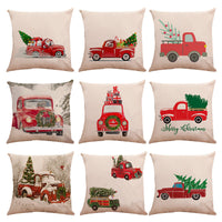 HKM-264787 Christmas Themed Linen Cushion Cover - National Style Landscape Design, 45x45cm