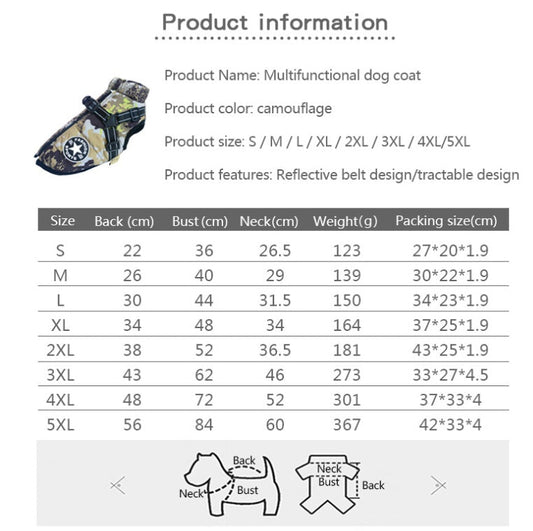 HKM-2648125 Waterproof Reflective Forest Green Cotton-Padded Jacket for Large Dogs
