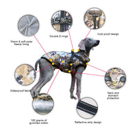 HKM-2648125 Waterproof Reflective Forest Green Cotton-Padded Jacket for Large Dogs