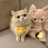HKM-2648253 Cartoon Pet Bib Scarf for Cats and Dogs - Happy Duck, Bear, and Bunny Designs