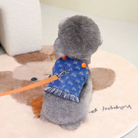 HKM-2649277 Light Blue and Dark Orange Denim Dog Vest for Spring and Summer, Cotton Casual Pet Clothing in Multiple Sizes