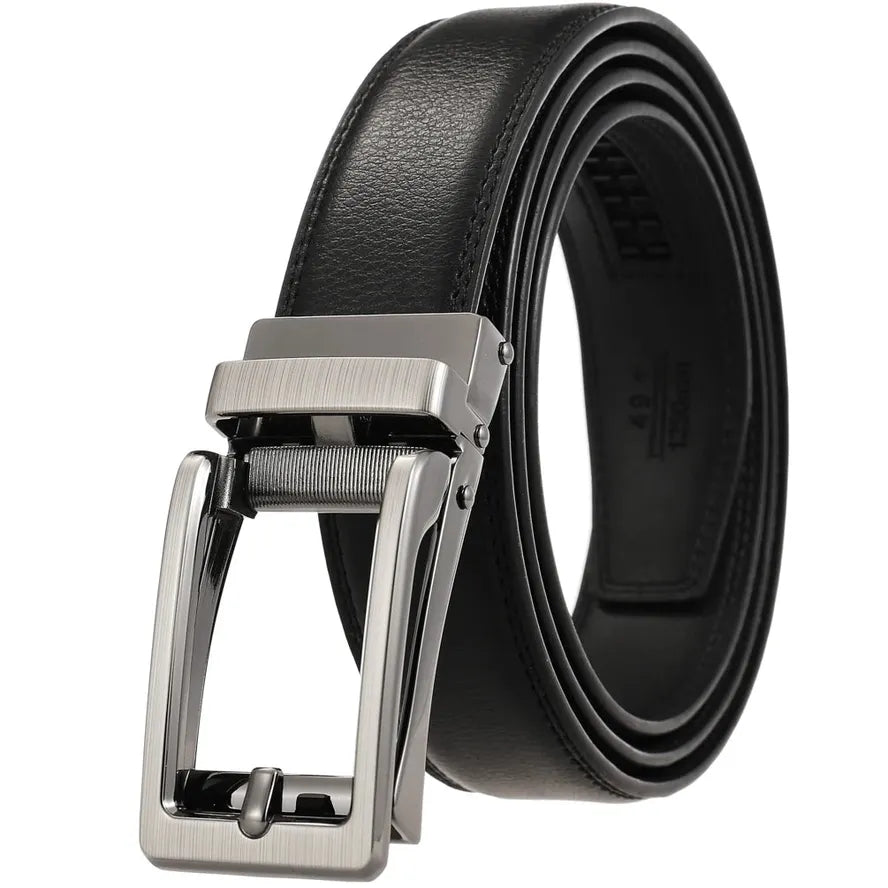 HKM-265107 Automatic Buckle Leather Belt for Men with Durable Design and Adjustable Fit