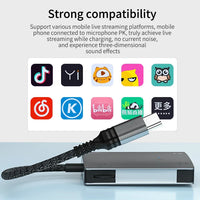 HKM-265299 3-in-1 Stereo Live Sound Card Converter for iPhone 15 - 3.5mm Audio Adapter with Charging and Headphone Mic Support