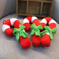 HKM-2654269 Christmas Candy Cane Plush Pet Toy - Sounding Design, 21x10cm