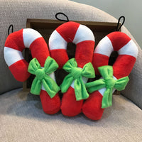 HKM-2654269 Christmas Candy Cane Plush Pet Toy - Sounding Design, 21x10cm