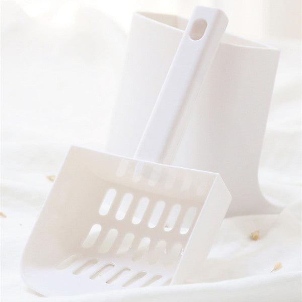 HKM-2655037 Sleek White Cat Litter Scoop Kit for Effortless Cleanup