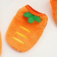 HKM-2655805 Cozy Puppy Orange Carrot Costume - Warm Coral Fleece Pet Clothing for Small Dogs