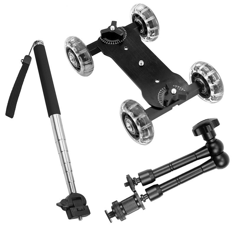 HKM-265747 Mini Track Car Action Camera Support Set with Adjustable Trolley and Silent Wheels