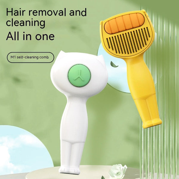 HKM-2660797 Pet Hair Removal Comb - One-Click Cleaning Tool, ABS & Stainless Steel, 179mm x 83mm x 51mm