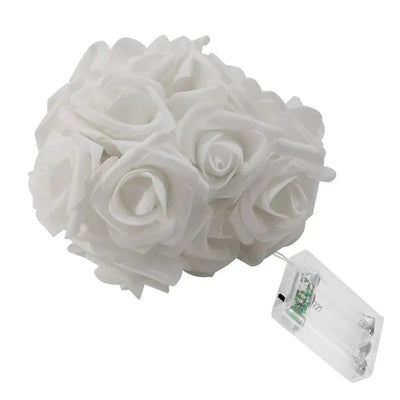 HKM-266195 40 LED Rose Flower String Lights - 10ft Battery Operated Decorative Lights for Weddings, Anniversaries, and Home Decor
