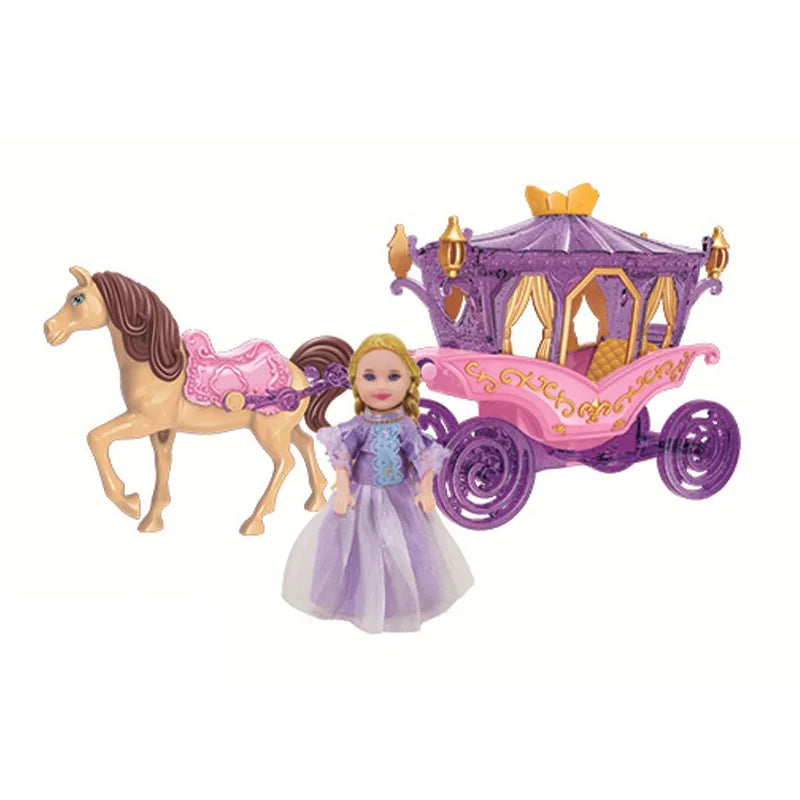 HKM-266195 Electric Musical Princess Doll Carriage Toy with Lights for Girls Ages 2-4