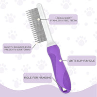 HKM-2662461 Detangling Grooming Comb for Cats and Dogs with Stainless Steel Teeth for Safe Knot Removal and Shiny Coat