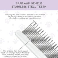 HKM-2662461 Detangling Grooming Comb for Cats and Dogs with Stainless Steel Teeth for Safe Knot Removal and Shiny Coat