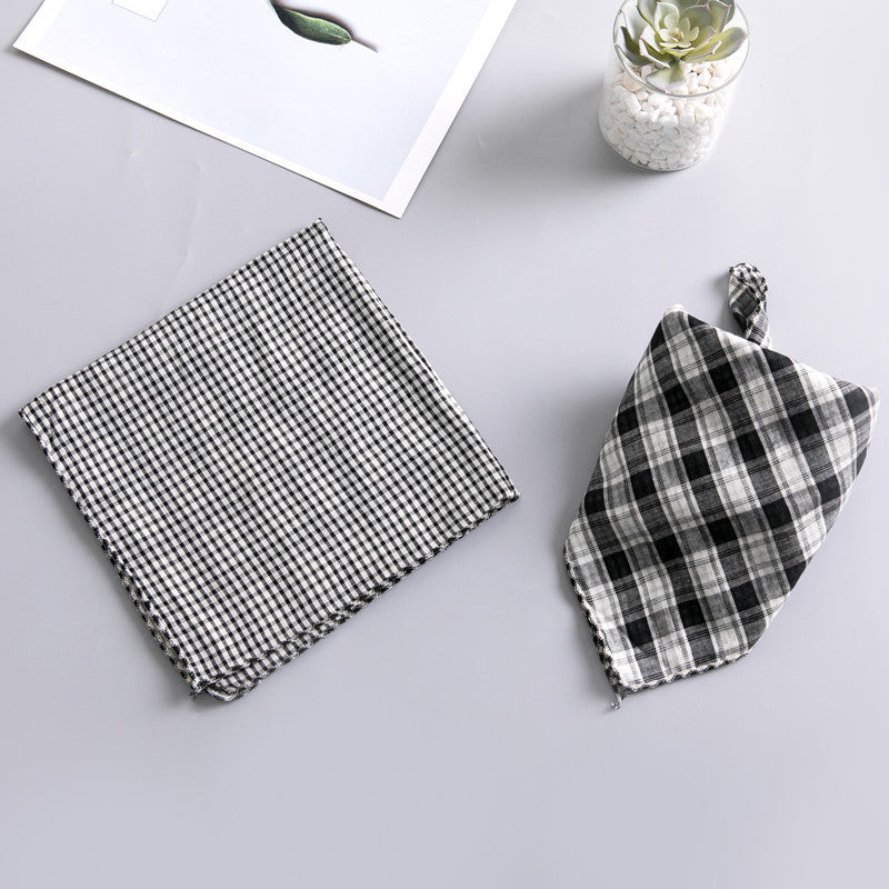HKM-2663357 Double-Sided Cotton Dog Turban Scarf - 45cm Water Absorbent Pet Accessory