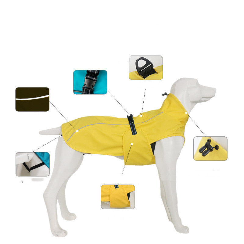 HKM-2663357 Waterproof Solid Color Casual Raincoat for Dogs in Lake Blue and Yellow
