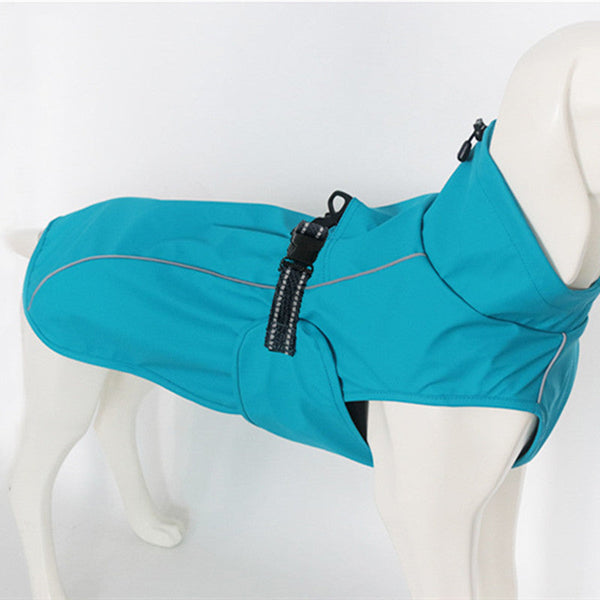 HKM-2663357 Waterproof Solid Color Casual Raincoat for Dogs in Lake Blue and Yellow