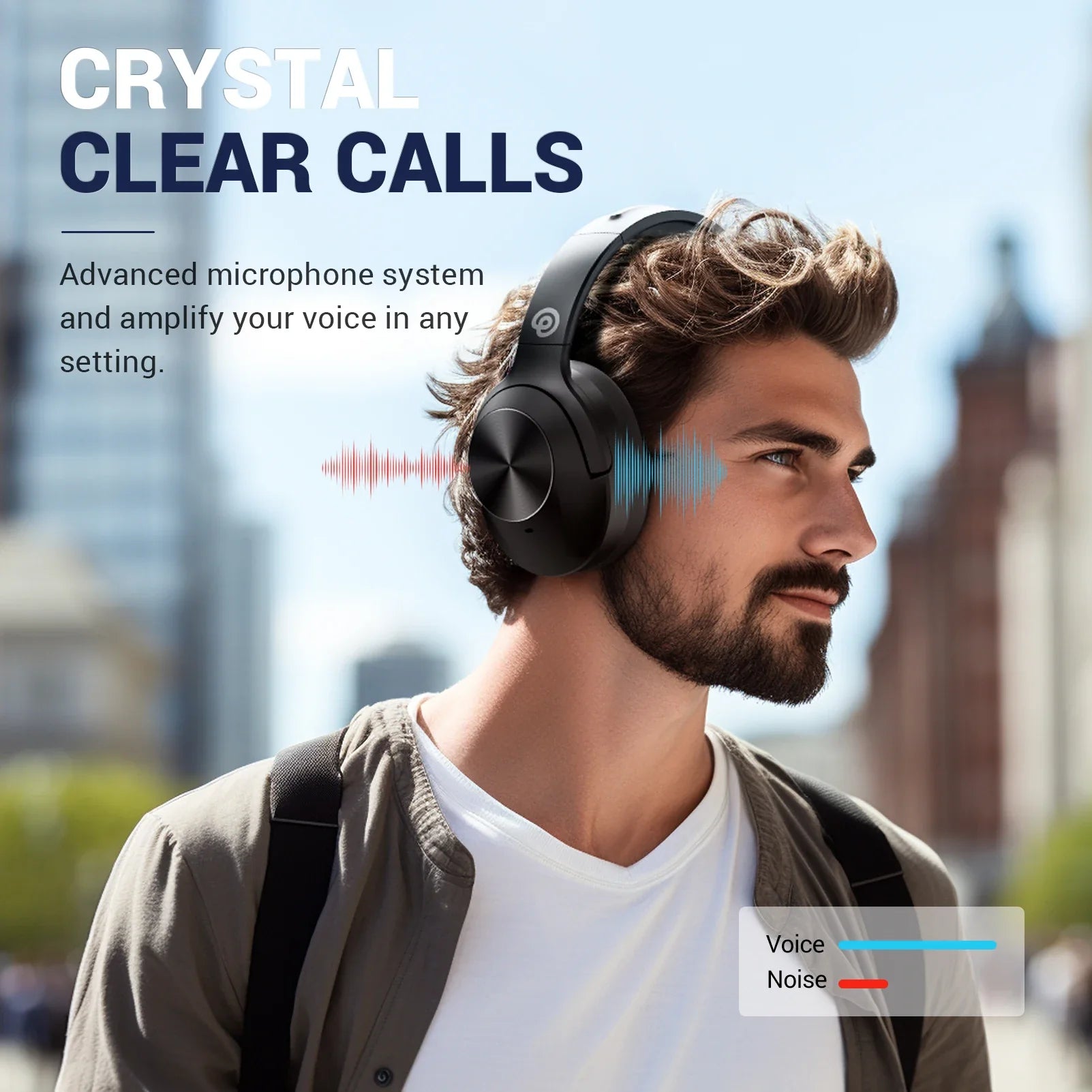 HKM-266387 Wireless Over-Ear Headphones with Hybrid Noise Cancellation and 30 Hours Playtime