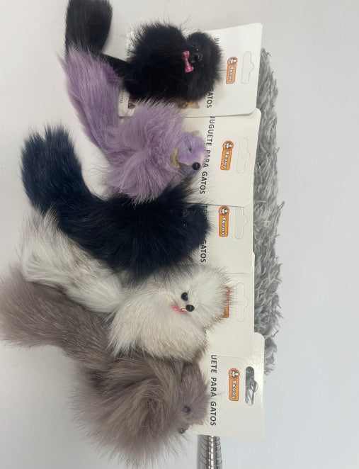 HKM-2664637 Real Hair Fox Cat Toy for Interactive Playtime and Enrichment