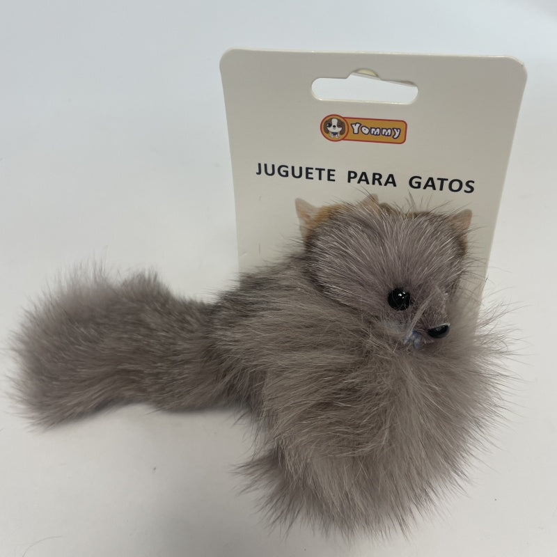 HKM-2664637 Real Hair Fox Cat Toy for Interactive Playtime and Enrichment