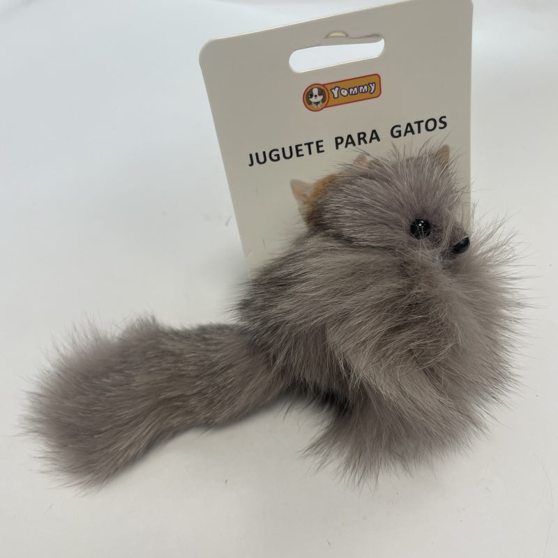 HKM-2664637 Real Hair Fox Cat Toy for Interactive Playtime and Enrichment