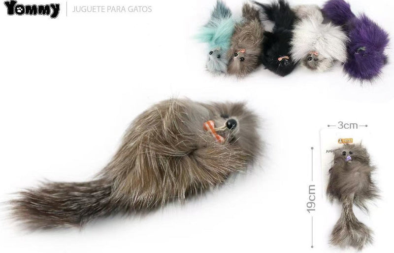 HKM-2664637 Real Hair Fox Cat Toy for Interactive Playtime and Enrichment