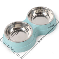 HKM-2665149 Two-in-One Water and Food Bowl for Dogs - Eco-Friendly Straw Material - 24.5 x 13.5 x 4.6cm - Available in Blue, Green, Pink