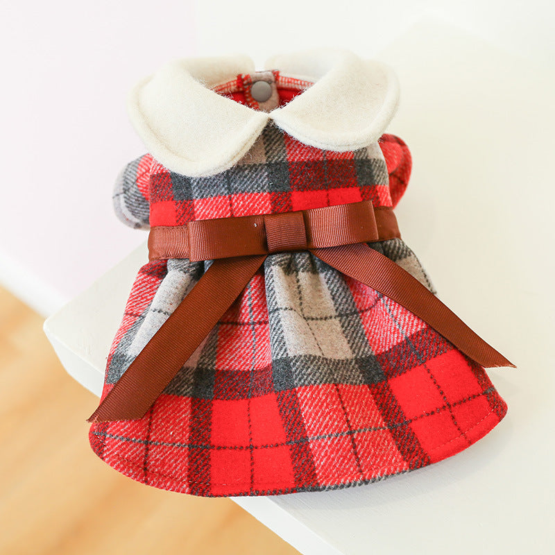 HKM-2665533 Tartan-Inspired Warm Princess Dog Skirt for Casual Wear