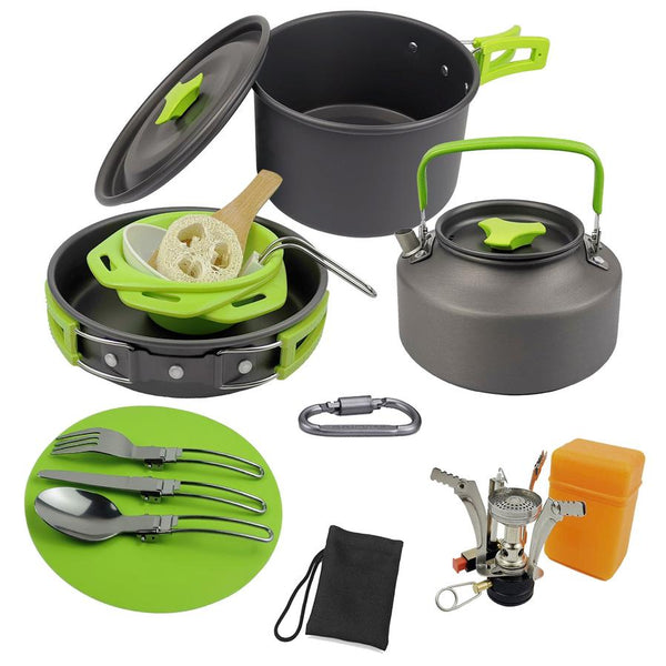 HKM-266579 Compact Camping Teapot and Stove Set for 2-3 People - Perfect for Outdoor Picnic and Cooking
