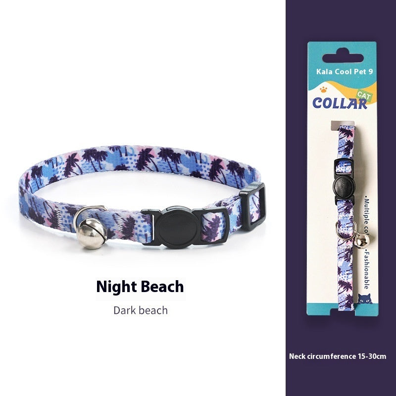 HKM-2666941 Woven Collar with Bell for Cats | Anti-suffocation Safety Buckle in Various Patterns and Colors