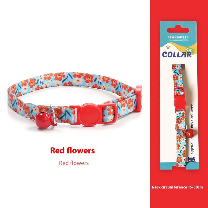 HKM-2666941 Woven Collar with Bell for Cats | Anti-suffocation Safety Buckle in Various Patterns and Colors