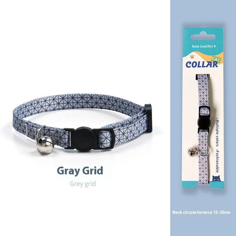 HKM-2666941 Woven Collar with Bell for Cats | Anti-suffocation Safety Buckle in Various Patterns and Colors