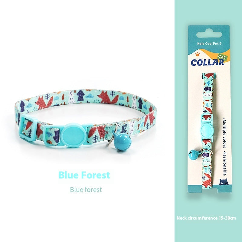 HKM-2666941 Woven Collar with Bell for Cats | Anti-suffocation Safety Buckle in Various Patterns and Colors