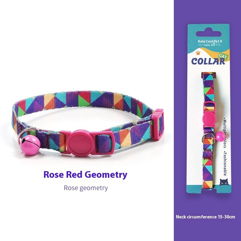 HKM-2666941 Woven Collar with Bell for Cats | Anti-suffocation Safety Buckle in Various Patterns and Colors