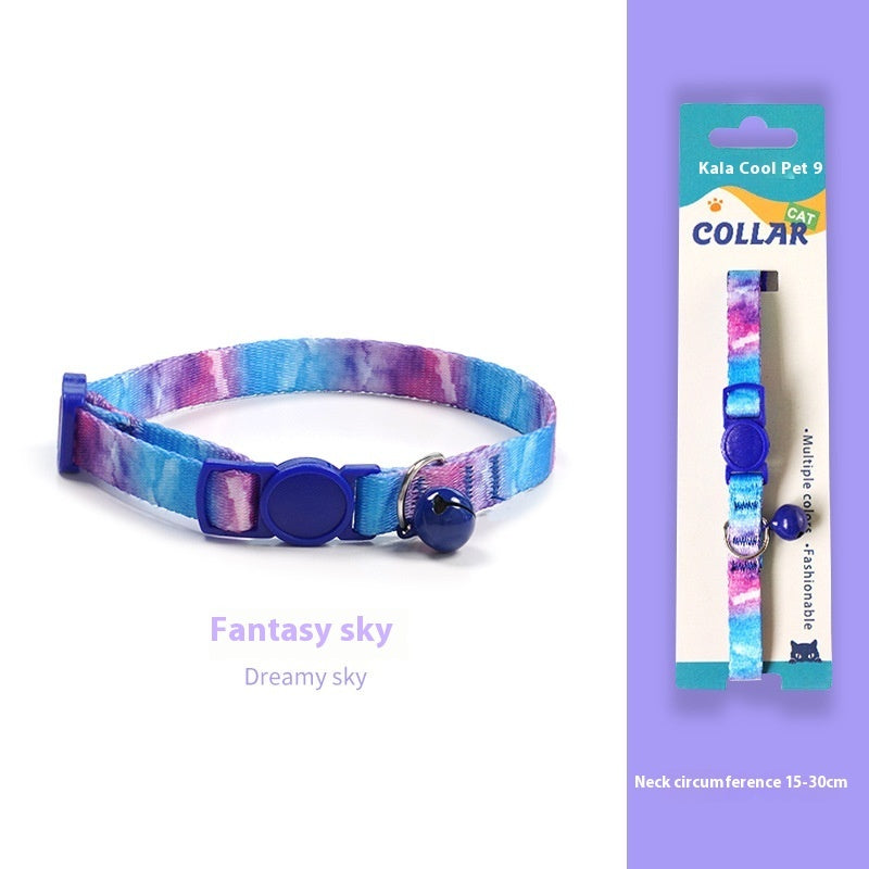 HKM-2666941 Woven Collar with Bell for Cats | Anti-suffocation Safety Buckle in Various Patterns and Colors