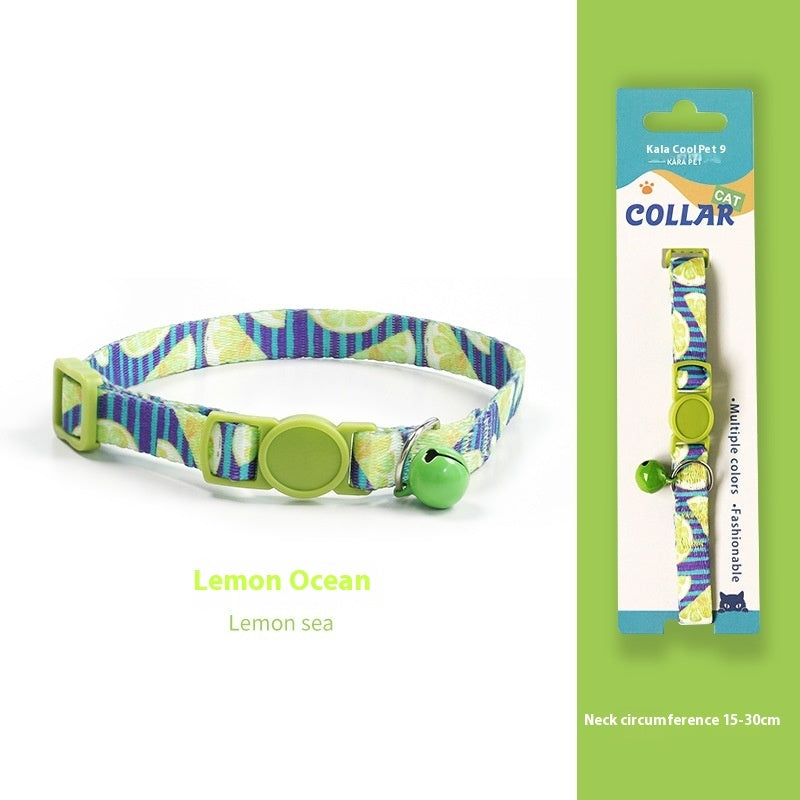HKM-2666941 Woven Collar with Bell for Cats | Anti-suffocation Safety Buckle in Various Patterns and Colors