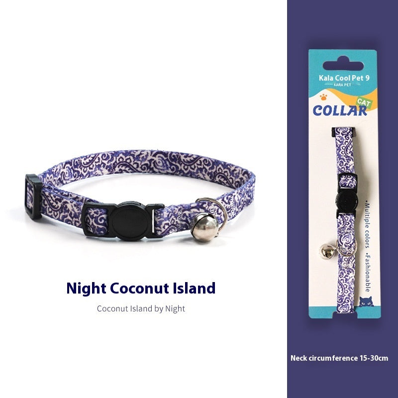 HKM-2666941 Woven Collar with Bell for Cats | Anti-suffocation Safety Buckle in Various Patterns and Colors
