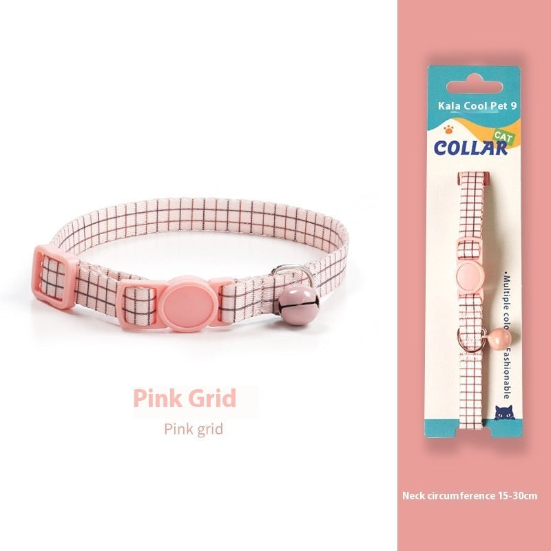 HKM-2666941 Woven Collar with Bell for Cats | Anti-suffocation Safety Buckle in Various Patterns and Colors