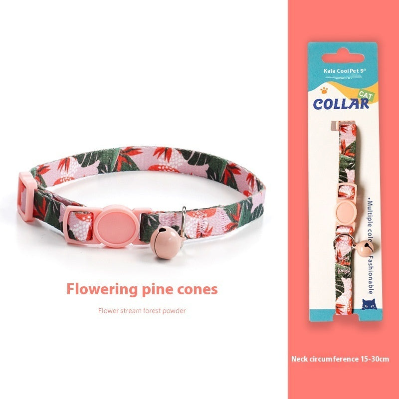HKM-2666941 Woven Collar with Bell for Cats | Anti-suffocation Safety Buckle in Various Patterns and Colors