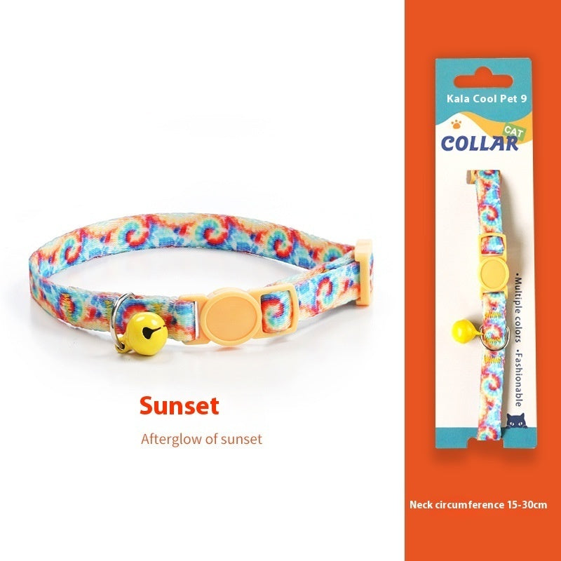 HKM-2666941 Woven Collar with Bell for Cats | Anti-suffocation Safety Buckle in Various Patterns and Colors