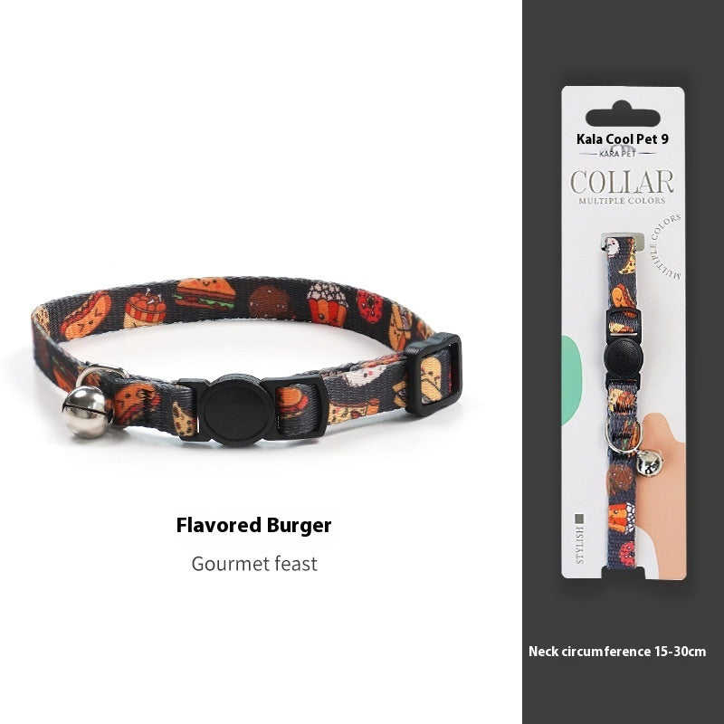 HKM-2666941 Woven Collar with Bell for Cats | Anti-suffocation Safety Buckle in Various Patterns and Colors